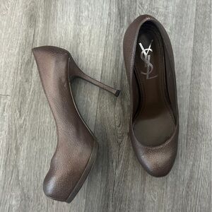 YSL BROWN LEATHER PUMPS